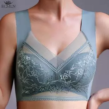 Кружевной бюстгальтер для женщин Push Up Бесшовный бюстгальтер без косточек Сексуальный бюстгальтер с полной чашкой Тонкий бюстгальтер без косточек XL коричневый