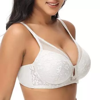 Кружевной бюстгальтер для женщин Push Up Bra с косточками Plus Size Нижнее белье Сексуальное Открытое Бюстгальтер Женское Нижнее Белье 34-50 34B чёрный