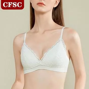 Кружевной бюстгальтер с французскими треугольными чашками без стального кольца для девочек, сексуальный летний тонкий бюстгальтер с фиксированной чашкой в сборе S чёрный