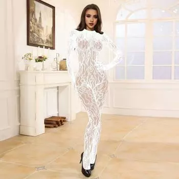 Кружевной комбинезон с ажурной сеткой, круглым вырезом, без рукавов, соблазнительный костюм с открытой спиной, жаккардовый женский боди для брачной ночи, медового месяца, спальни