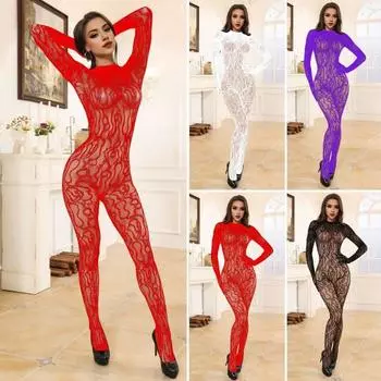 Кружевной комбинезон с ажурной сеткой, круглым вырезом, без рукавов, соблазнительный костюм с открытой спиной, жаккардовый женский боди для брачной ночи, медового месяца, спальни