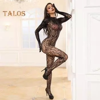 Кружевной комбинезон с ажурной сеткой, круглым вырезом, без рукавов, соблазнительный костюм с открытой спиной, жаккардовый женский боди для брачной ночи, медового месяца, спальни