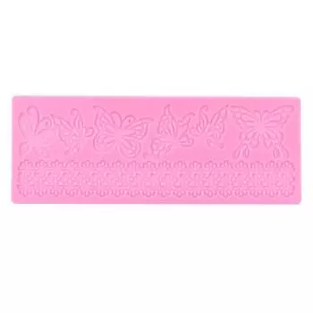 Кружевной коврик для помадки, кружевная форма для декора торта, силиконовый коврик для тиснения розовый