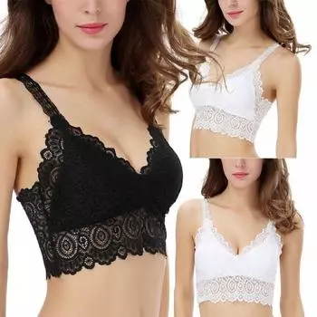 Кружевной крючком Bralette Bralet Бюстгальтер Бюстье Укороченный топ