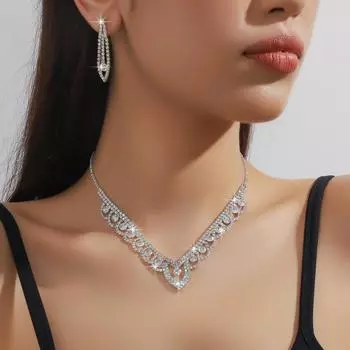 Кружевной круг со стразами женское серебряное ожерелье серьги браслет кольцо из четырех частей свадебная фотография