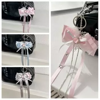 Кружевной кружевной бант брелок балетный стиль хрустальный бант сумка кулон для женщин девочек синий