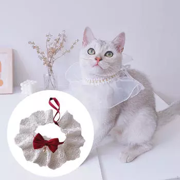 Кружевной нагрудник для кошек, ошейник, бандана для домашних животных, регулируемый нарядный праздничный костюм, шарф ручной работы для собак и кошек