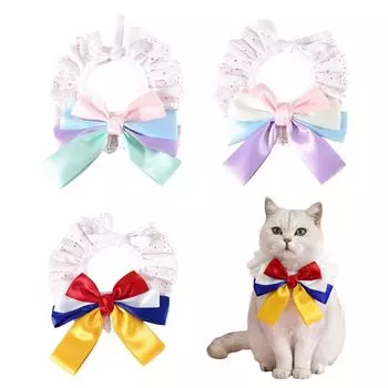 Кружевной ошейник-бантик для кошек и собак, модный галстук, праздничный галстук для домашних животных, костюмный ошейник, регулируемый галстук для домашних животных S фиолетовый
