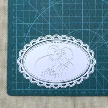 Кружевной овал Скрапбукинг Муж и жена Металлические вырубные штампы Вырубная форма Декор Бумага Ремесло Форма серебряный
