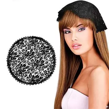 Кружевной платок для волос на улице, свадебный цветочный платок для волос, декоративный головной убор для женщин, музыкальный фестиваль, фотоукрашение для волос чёрный