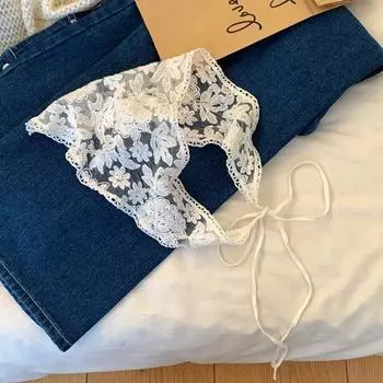 Кружевной платок на голову, треугольный галстук, повязка на голову с кружевным цветочным украшением, сплошной цвет, стилизованное украшение для фотосъемки F