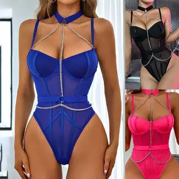 Кружевной прозрачный боди ночное белье Клубная одежда Полиэстер L