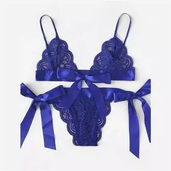 Кружевной прозрачный ремешок на шнуровке с тремя точками разделения нижнего белья женское сексуальное нижнее белье подарок сексуальное женское белье M зелёный