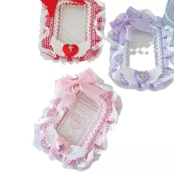 Кружевной рукав бант 3-дюймовый держатель для фотографий DIY тканевый держатель для фотографий сумка для школы красный