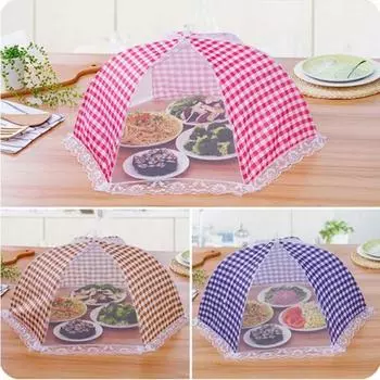 Кружевной сетчатый зонтик для пикника на открытом воздухе, барбекю, лагерь, кухонный помощник, защита для еды, защита от комаров и мух розовый