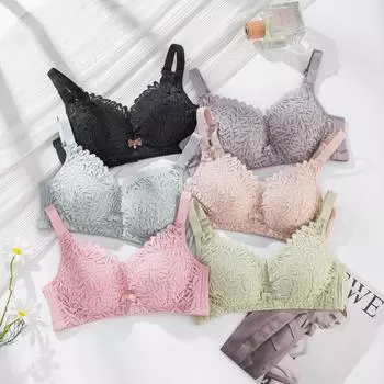 Кружевной сексуальный латексный хлопковый женский бюстгальтер, дышащий собранный, удобное нижнее белье без стального кольца