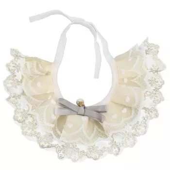 Кружевной шарф для кошки, дышащий, мягкий и удобный, милый кружевной принцессный слюнявчик для маленьких и средних питомцев L(for 6.5-9kg)