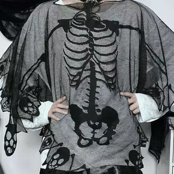 Кружевной скелет кружевная накидка квадратный череп кости шаль повседневный реквизит для Хэллоуина Hallowmas чёрный