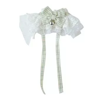 Кружевной слюнявчик-шарф для кошки с украшениями в виде банта и колокольчика, регулируемые аксессуары для наряжания, кружевная бандана для собаки XS 24in: 63.5 X 48 X 50.8cm / 25 X 18.9 X 20in зелёный