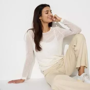 Кружевной свитер UNIQLO с круглым вырезом