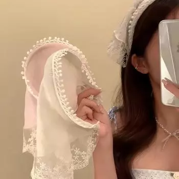 Кружевной треугольный платок для волос, повязка на голову, квадратный платок, повязка на голову, тюрбан, бандана, повязка на голову для женщин, аксессуары для волос белый