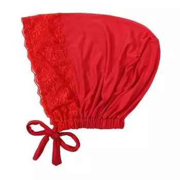 Кружевной тюрбан для женщин, эластичный платок-бандана, шапочка для сна, эластичная шапочка для химиотерапии, шапочка-бини со шнурком, для осени и зимы, для активного отдыха красный
