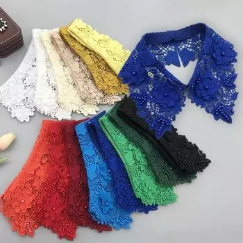 Кружевной воротник конфетного цвета с фальшивым галстуком, бисерный съемный воротник, рубашка, фальшивый воротник, женская блузка, топ, манишка, съемное ожерелье с лацканами