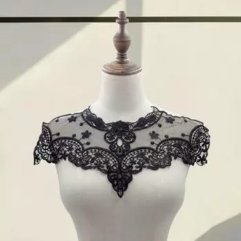 Кружевной вышитый фальшивый воротник, ажурный прозрачный кружевной цветочный узор, фальшивый воротник, украшенный кружевом, аксессуар для одежды белый