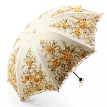 Кружевной вышитый солнцезащитный зонт с защитой от ультрафиолета, женский двойной виниловый зонтик, зонтик принцессы Музы