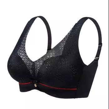 Кружевной женский бюстгальтер без стальных пластин, качественный, дышащий, тонкий летний бюстгальтер, съемные бретели 34/75BC чёрный