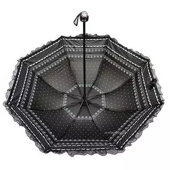 Кружевной зонт от солнца с защитой от ультрафиолета, утолщенный черный клей, солнцезащитный козырек двойного назначения, портативный зонт для принцессы и женщин Aluminum&8K розовый
