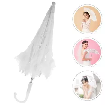 Кружевной зонтик для девочек, белый зонтик от дождя, прозрачный винтажный реквизит для фотосессии, чайная вечеринка, женский декор для стола невесты