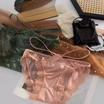 Кружевные атласные трусики для женщин с низкой талией из чистого хлопка, бесшовное нижнее белье для девочек высокого качества S/M белый