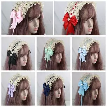 Кружевные аксессуары для волос, лента с бантом, повязка для волос, мягкий головной убор для девочек
