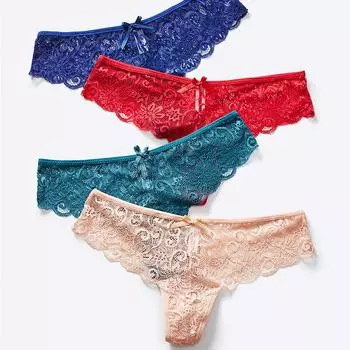 Кружевные бесшовные трусики женские с низкой талией удобные хлопковые сексуальные стринги дышащие женские треугольные нижнее белье S белый