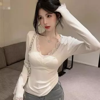 Кружевные футболки женские сексуальные белые футболки модные женские барные клубные вечерние наряды для девочек уличные топы Y2K S