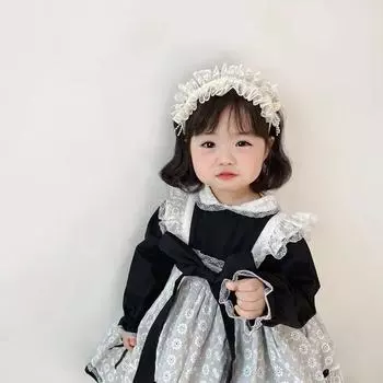 Кружевные ленты для волос в стиле ретро для маленьких девочек, милый обруч принцессы с бантом для волос для маленькой девочки, черный, бежевый, детский головной убор, аксессуары для волос