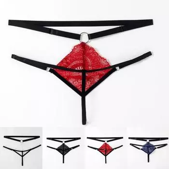Кружевные мужские трусы, сексуальное нижнее белье, прозрачные трусики-сисси