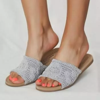 Кружевные однополосные легкие женские модные повседневные тапочки с удобной подошвой 41-875-22