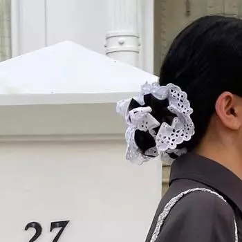 Кружевные однотонные корейские резинки для волос, женские резинки для волос, большие резинки для волос в стиле Лолита белый