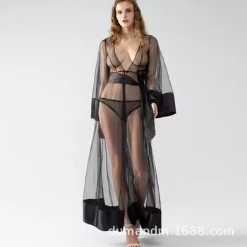 Кружевные подтяжки, сексуальная пижама, женская ночная рубашка из ледяного шелка и сетчатая вечерняя юбка One Size (Suitable for up to 135 Jin)