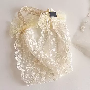 Кружевные повязки для девочек, милые, элегантные, в стиле ретро, в стиле принцессы, кружевные повязки ручной работы для вечеринки бежевый