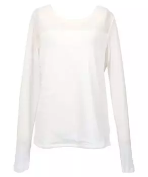 Кружевные прозрачные топы, прозрачная рубашка, защита от холода, теплое нижнее белье, свободный размер M [Kobe Lettuce] На флисовой подкладке, женская осень/зима [C6542] Белый