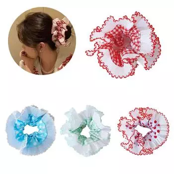 Кружевные резинки для волос для женщин, двухслойные большие эластичные повязки для волос, французские резинки для волос, мягкие аксессуары для волос G