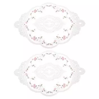 Кружевные салфетки в стиле ретро 12x17 дюймов, овальные вышитые салфетки для стола, французские вязаные крючком салфетки, подставки под чашки, коврик для дома и свадьбы 12x17in