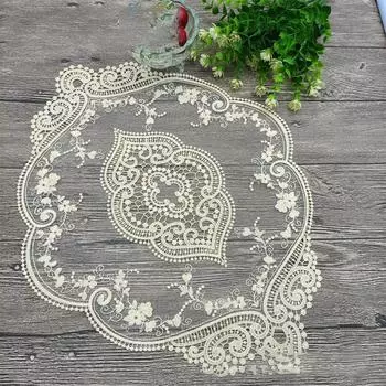 Кружевные салфетки в стиле ретро, французские вязаные крючком салфетки, вышитые вручную салфетки, набор из 4 шт. 31x44cm&Oval