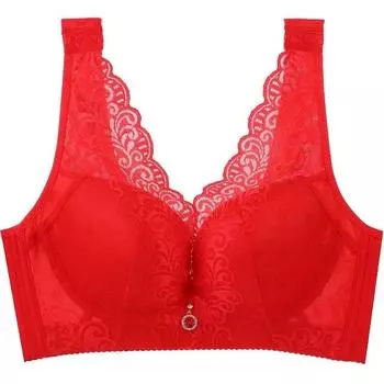 Кружевные сексуальные бюстгальтеры для женщин, нижнее белье больших размеров 34-50 CDE, бесшовный бюстгальтер без косточек, топ на косточках, бюстгальтер пуш-ап для большой груди 34/75C красный