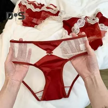 Кружевные сексуальные трусики для женщин с низкой талией, полностью закрывающие трусы с бантом, женские эластичные трусы для повседневной носки и сна XL