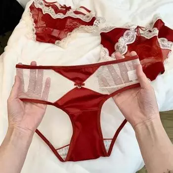 Кружевные сексуальные трусики для женщин с низкой талией, полностью закрывающие трусы с бантом, женские эластичные трусы для повседневной носки и сна L