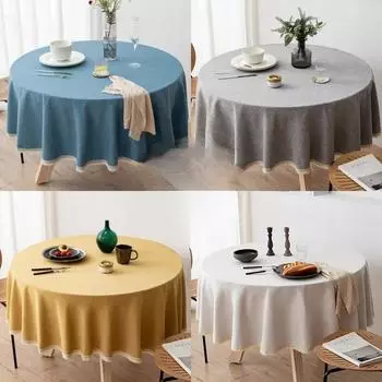 Кружевные скатерти водо- и маслостойкие скатерти для чая, кофе, круглые хлопчатобумажные льняные скатерти для свадебной вечеринки, украшения для дома, защитная накладка 120cm round